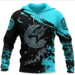 Awesome hoodie 3d all print Triskele Tyr's Fenrir, Blue Hoodie for Men and Women, T-shirt, Zip Hoodies, Sweatshirt NQ253