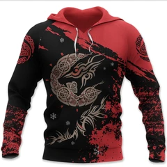 Awesome hoodie 3d all print Triskele Tyr's Fenrir, Red Hoodie for Men and Women, T-shirt, Zip Hoodies, Sweatshirt NQ252