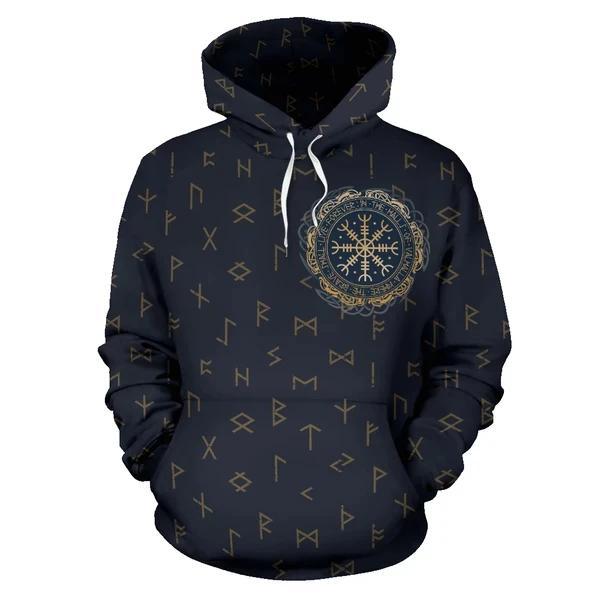 Awesome hoodied 3D ALL Print Viking Helm Of Awe Aegishjalmur Runes-Men and Women Hoodie Zip Hoodies- VN0059