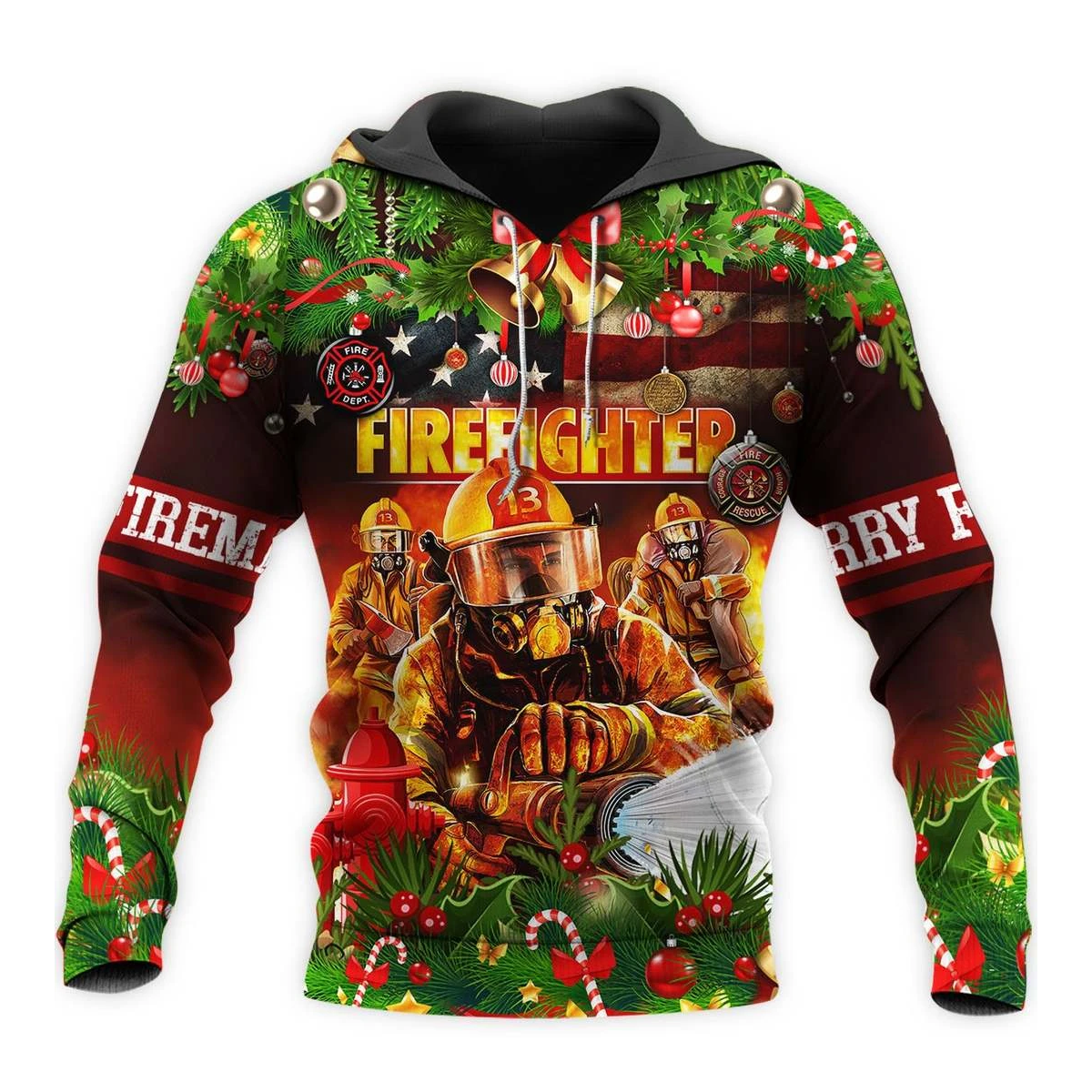 Awesome Hoodie Firefighter Christmas for Men and Women HBC343