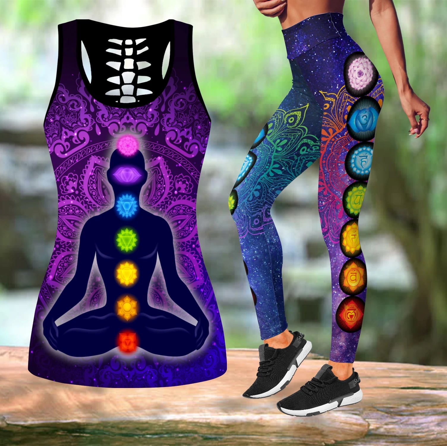 Awesome Hoodie Chakra Yoga Combo Tank + Legging 3D All Over Printer THL005