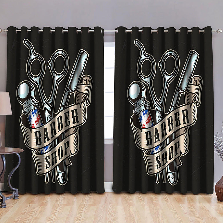 Awesome hoodie - Barber Shop Blackout Thermal Printed 3D Grommet Window Curtains THC017