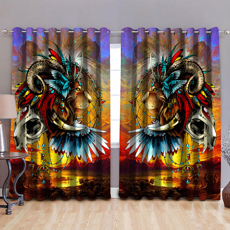 Awesome hoodie - Beautiful Native Lion Printed 3D Grommet Window Curtains THC014
