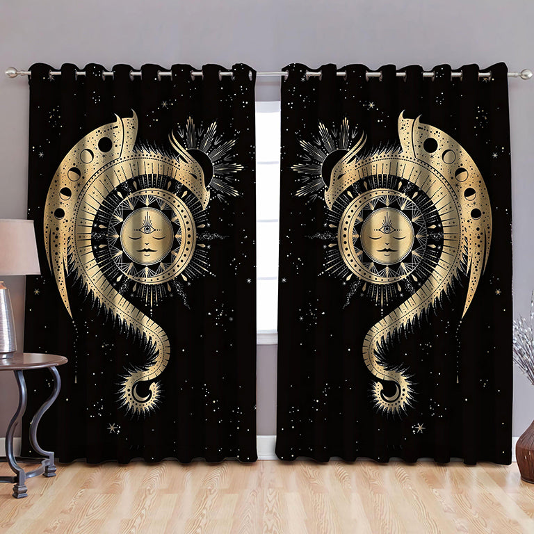 Awesome hoodie - Sun And Moon Dragon Blackout Thermal Grommet Printed 3D Grommet Window Curtains THC022