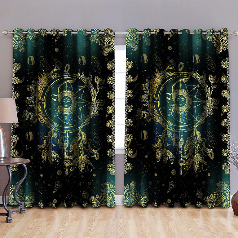 Awesome hoodie - Sun and Moon Printed 3D Grommet Window Curtains THC023