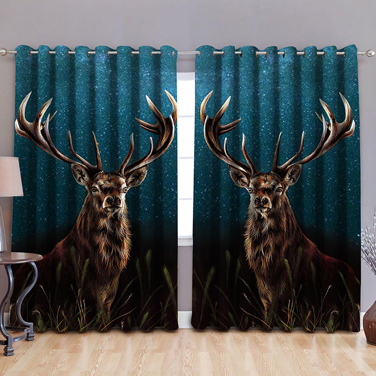 Awesome hoodie - Love Deer Curtain Printed 3D Grommet Window Curtains THC019
