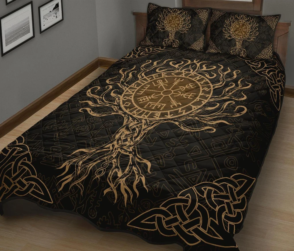 Awesome Hoodied 3D all over print Viking Bedding Set, Vegvisir Tree Of Life Bedding Sets NQBS0034