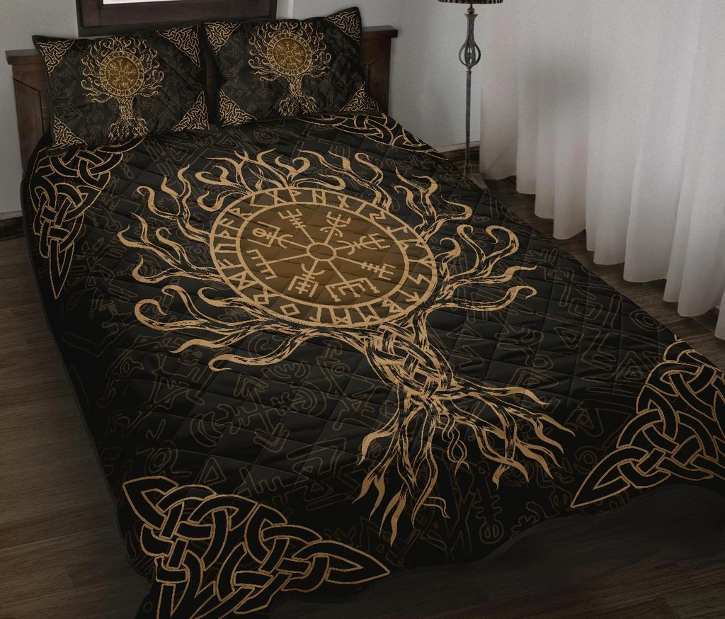 Awesome Hoodied 3D all over print Viking Bedding Set, Vegvisir Tree Of Life Bedding Sets NQBS0034