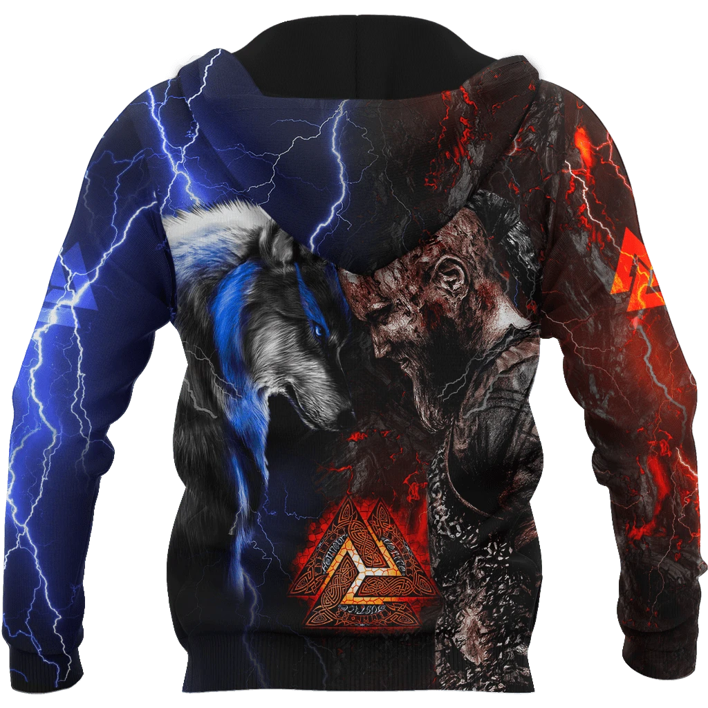 Awesome hoodie 3d all print Viking - Ragnar and Wolf for Men and Women, T-Shirt, Zip Hoodies, Sweatshirt NQ186