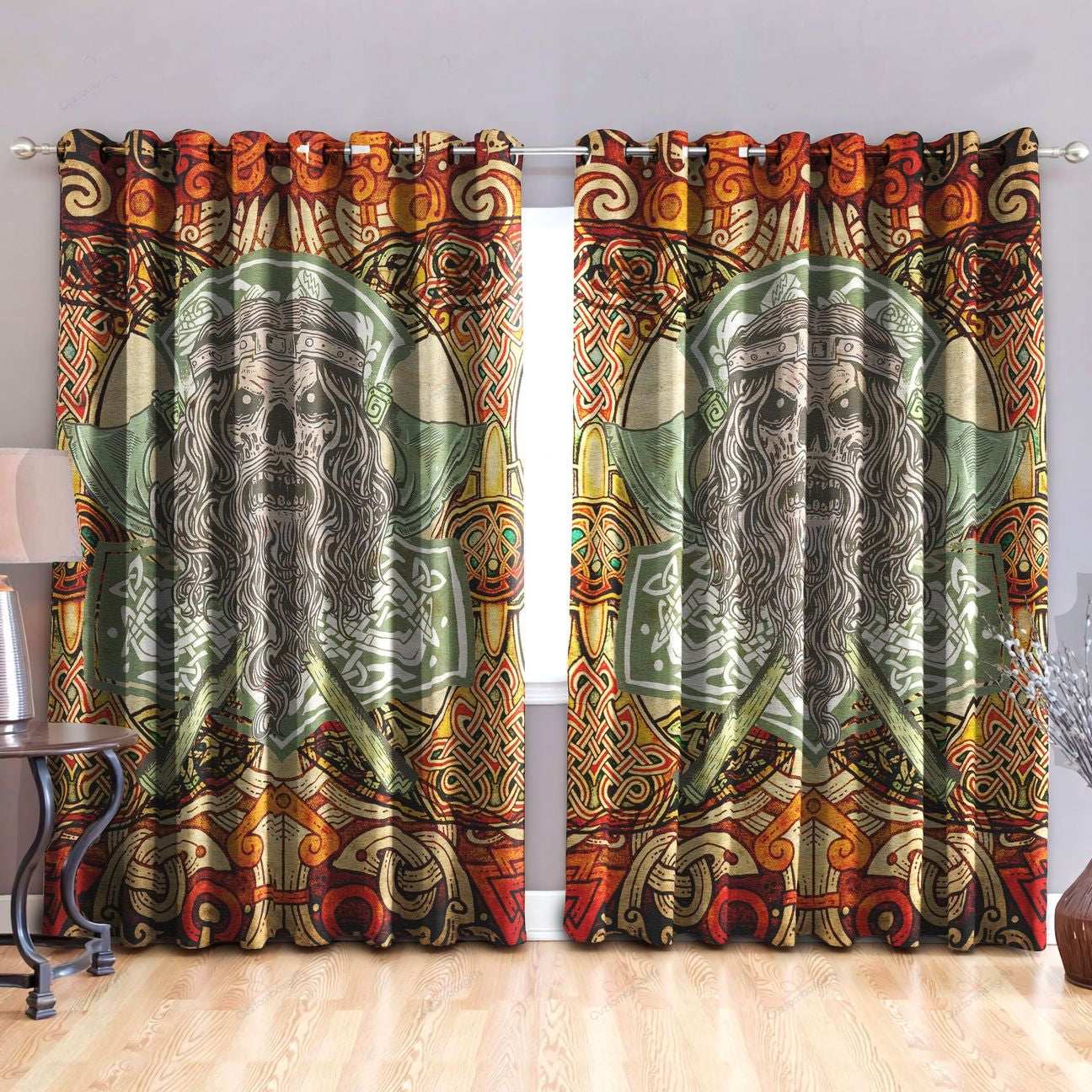 Awesome hoodied Viking Art Printed 3D Grommet Window Curtains NQC0032