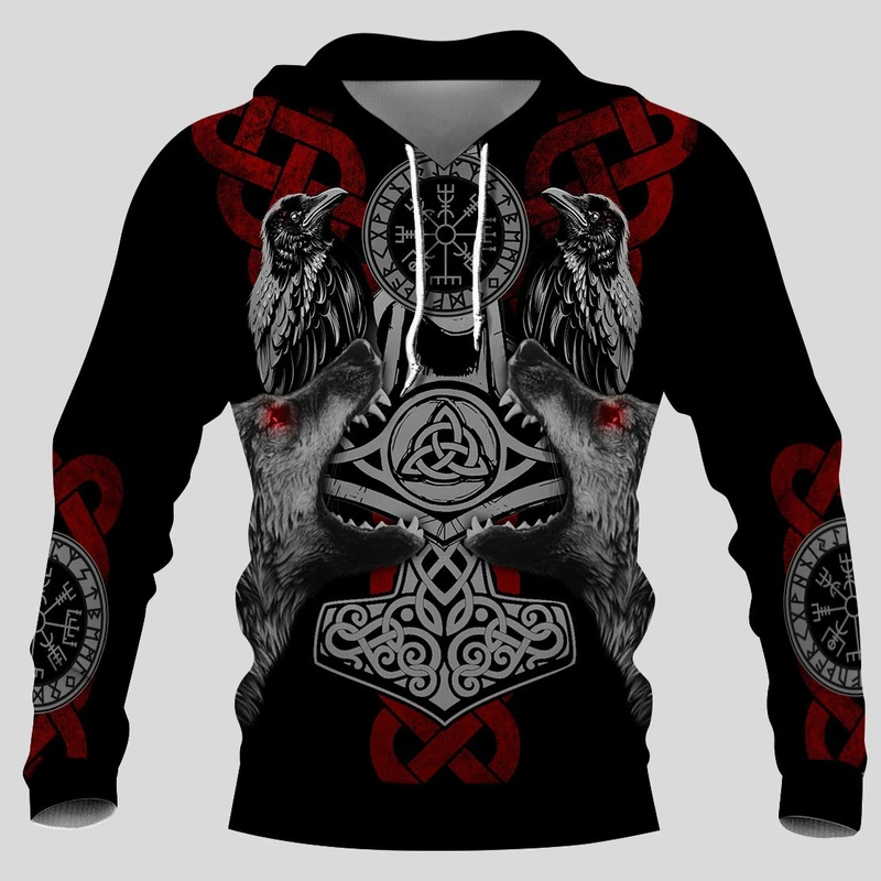 Awesome hoodie 3d all print Raven And Skoll Hati Viking for Men and Women, T-Shirt, Zip Hoodies NQ201