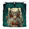 Awesome Hoodied 3D all over print Viking Bedding Set, Valkyrie Helm Of Awe Rune Circle Bedding Sets NQBS0015