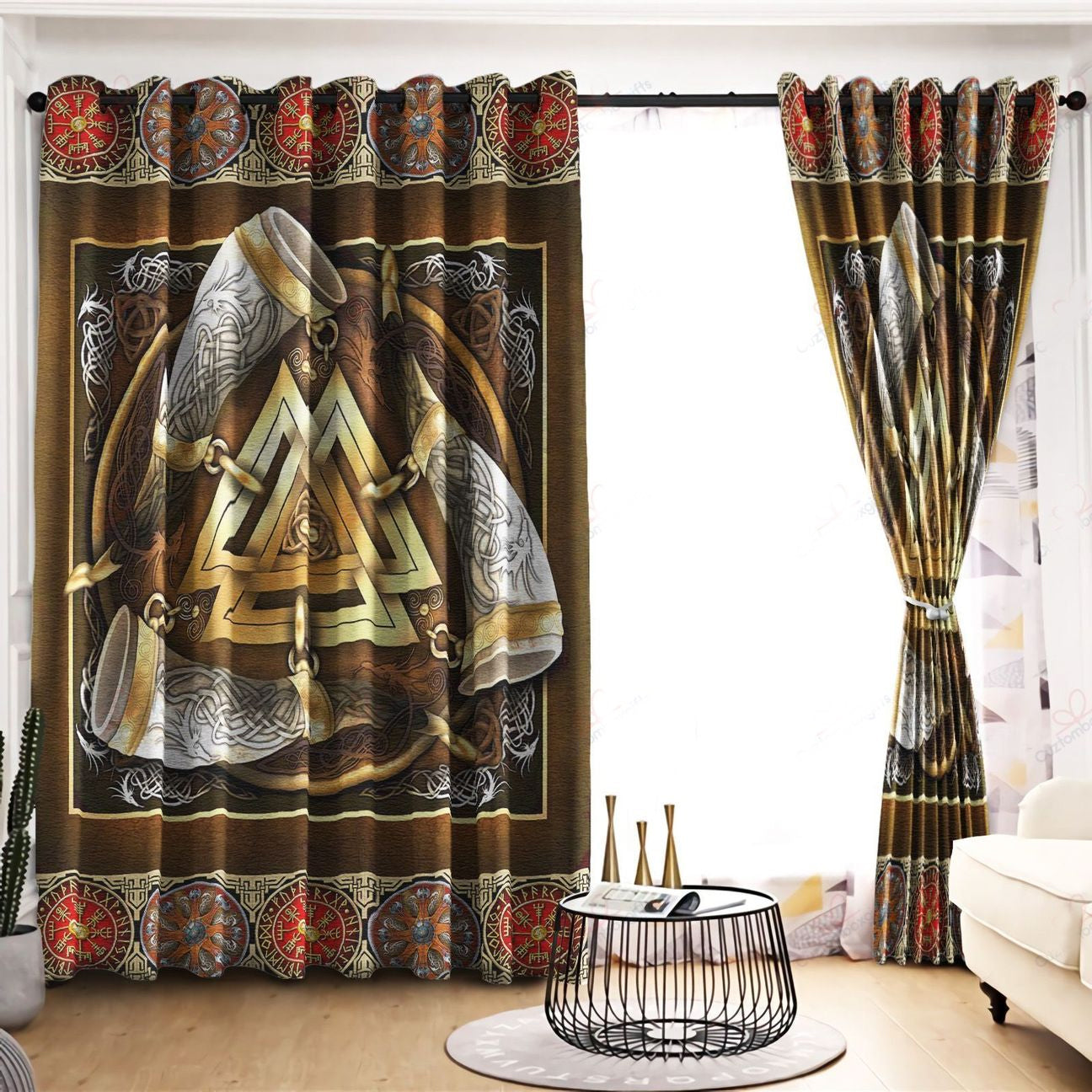 Awesome hoodied Viking Celtics Hear My Voice Art Printed 3D Grommet Window Curtains NQC0031