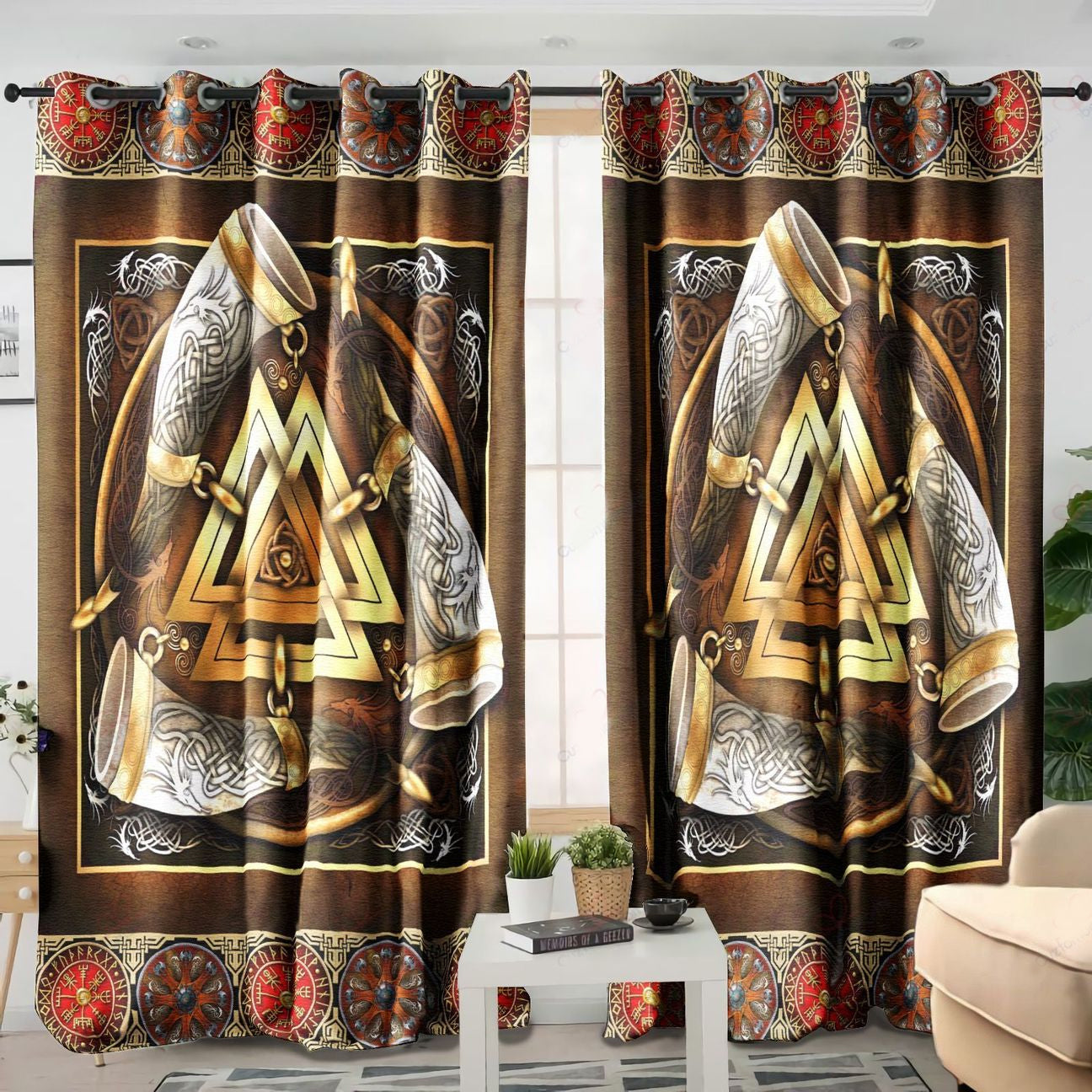 Awesome hoodied Viking Celtics Hear My Voice Art Printed 3D Grommet Window Curtains NQC0031