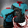 Awesome Hoodie Viking Hammer Cyan Fenrir Wolf Howl Odin Nordic Valhalla 3D All Over Print Polo Shirt DC0102