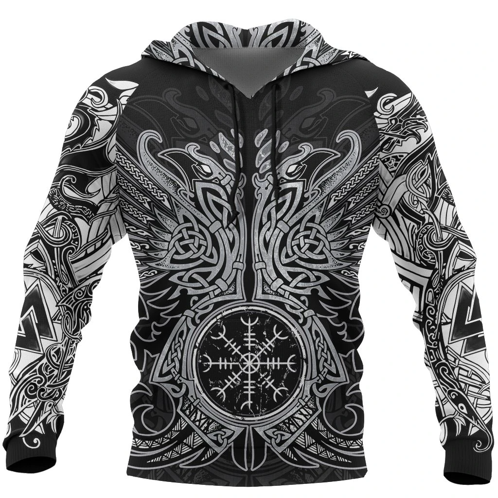 Awesome hoodie 3d all print Viking Pullover Hoodie, Odin's Ravens Helm for Men and Women NQ0037