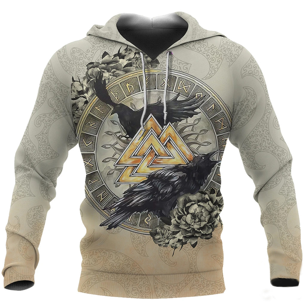 Awesome hoodie 3d all print Viking Pullover Hoodie, Raven Of Odin Valknut Vegvisir for Men and Women NQ0042