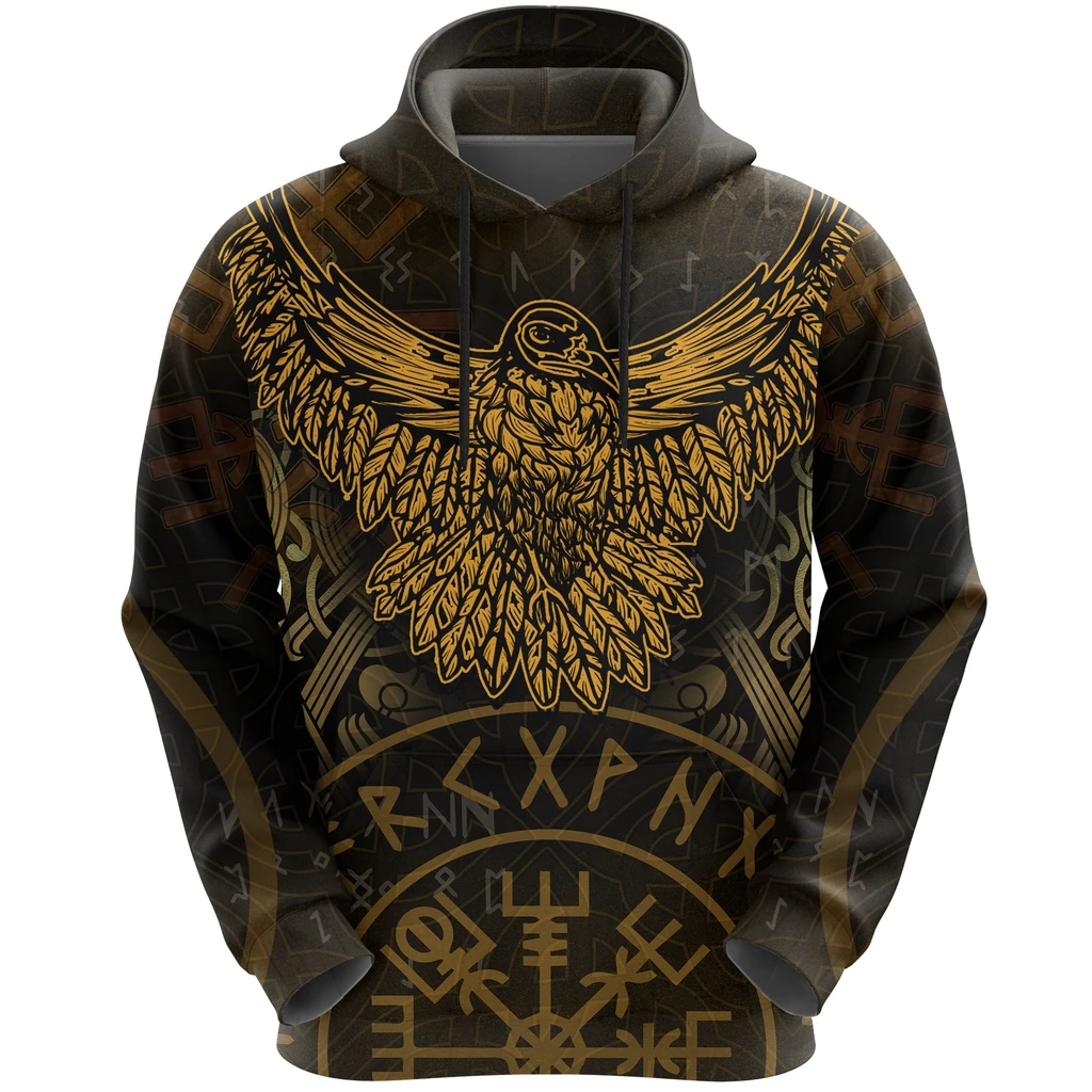 Awesome hoodie 3d all print Viking Pullover Hoodie, Vegvisir Raven Of Odin for Men and Women NQ0043