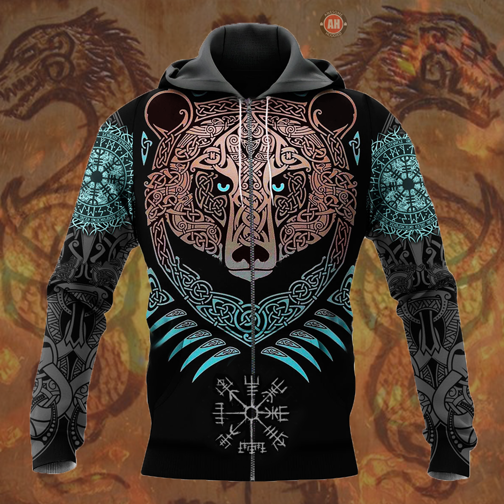 Awesome hoodie 3d all print Viking Bear Hoodie for Men and Women, T-Shirt, Zip Hoodies, Sweatshirt NQ151
