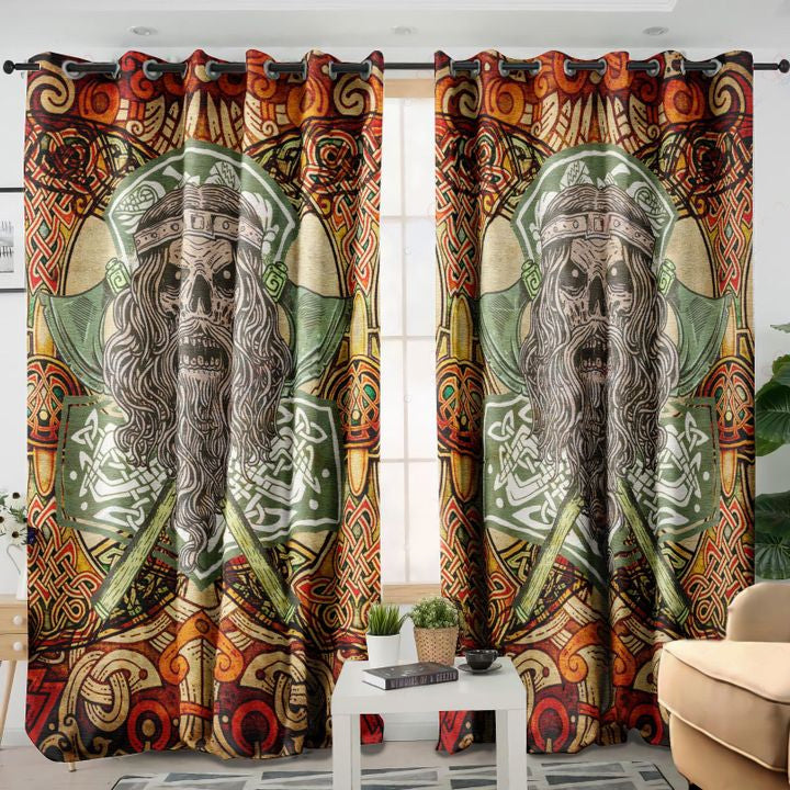 Awesome hoodied Viking Art Printed 3D Grommet Window Curtains NQC0032