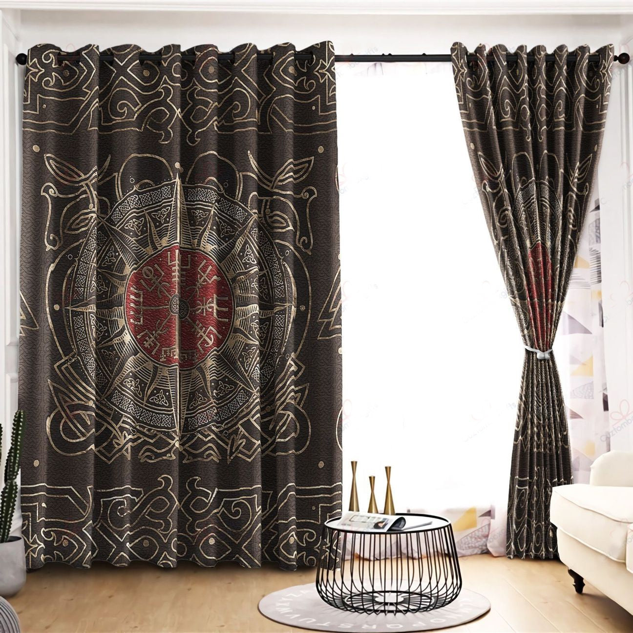 Awesome hoodied Vikings Art Printed 3D Grommet Window Curtains NQC0039