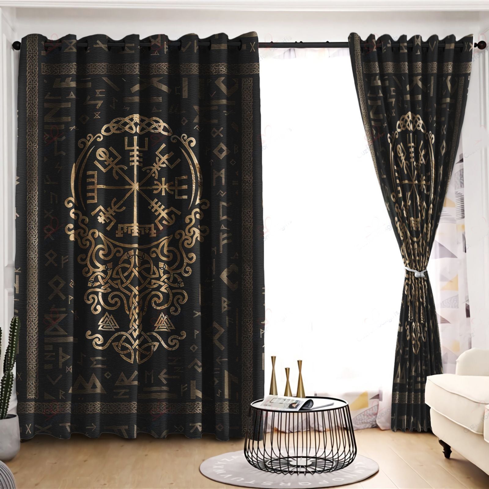 Awesome hoodied Vikings Art Printed 3D Grommet Window Curtains NQC0040
