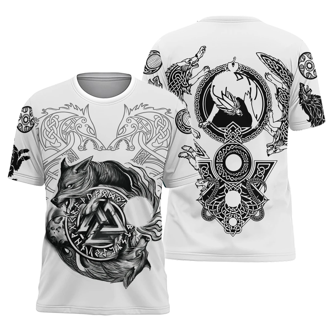Awesome hoodie 3d all print Vikings Double Wolves for Men and Women, T-Shirt, Zip Hoodies, Sweatshirt NQ418