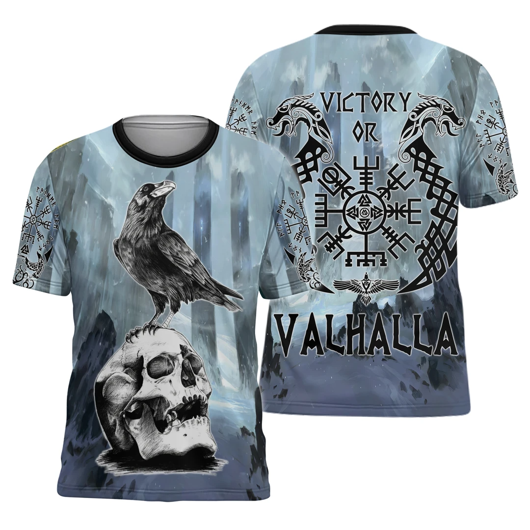 Awesome hoodie 3d all print Vikings Raven & Skull- Electric Blue for Men and Women, T-Shirt, Zip Hoodies, Sweatshirt NQ419