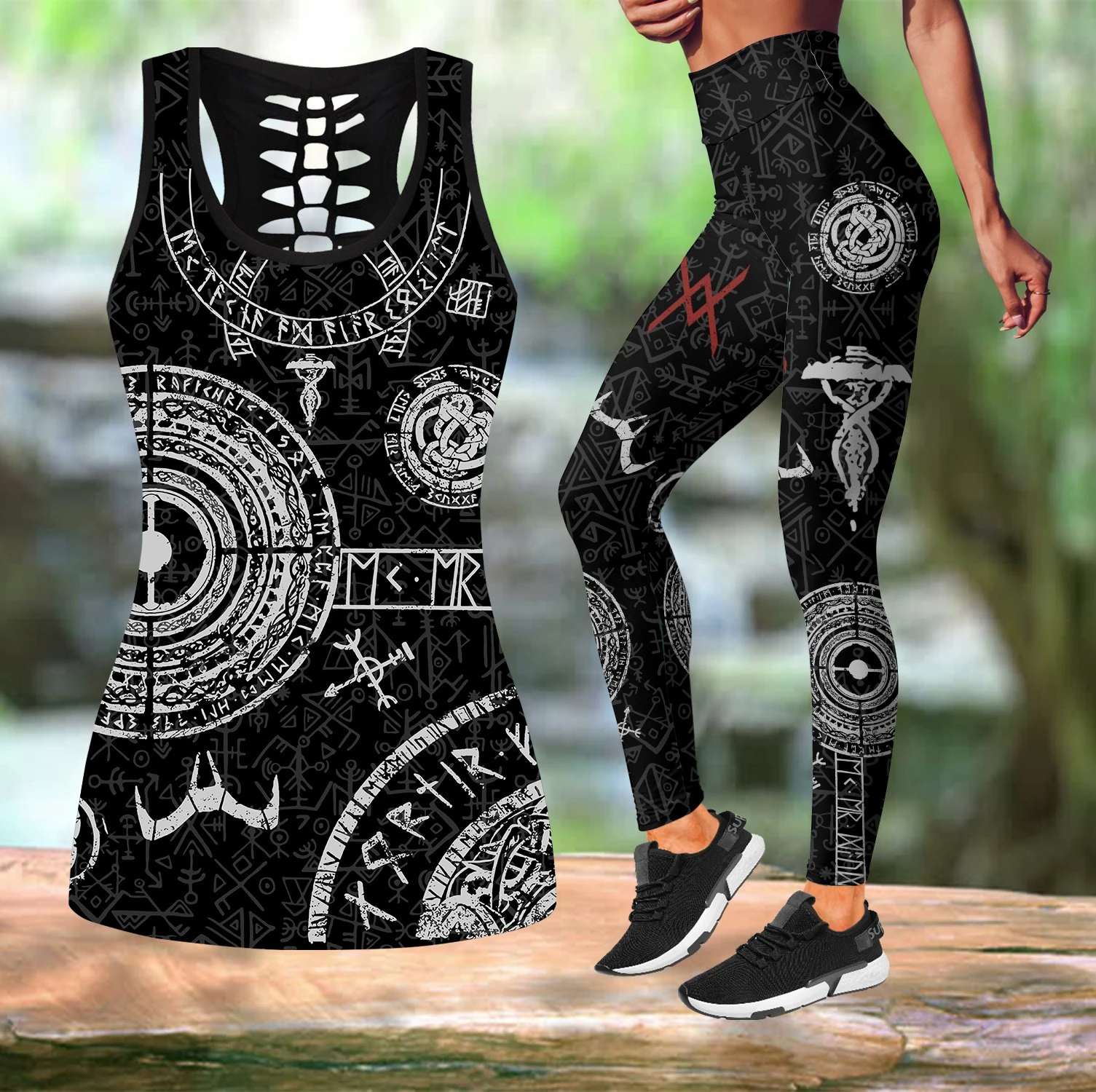Awesome Hoodie 3D All Over Print Vikings Tattoo legging Combo Tank + Legging NQLG17