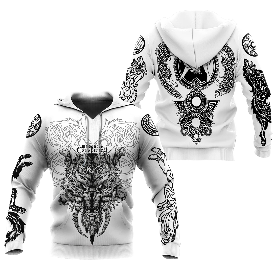 Awesome hoodie 3d all print Vikings Wolves- Black & White for Men and Women, T-Shirt, Zip Hoodies, Sweatshirt NQ420