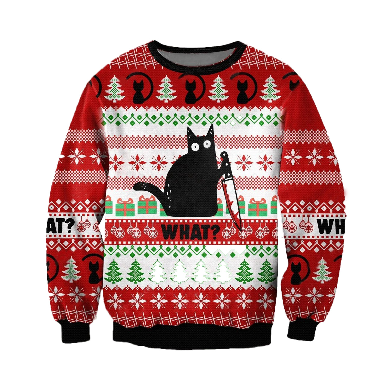 Awesome hoodie 3d all print What? Black Cat for Men and Women Ugly Christmas Sweatshirt NQ443