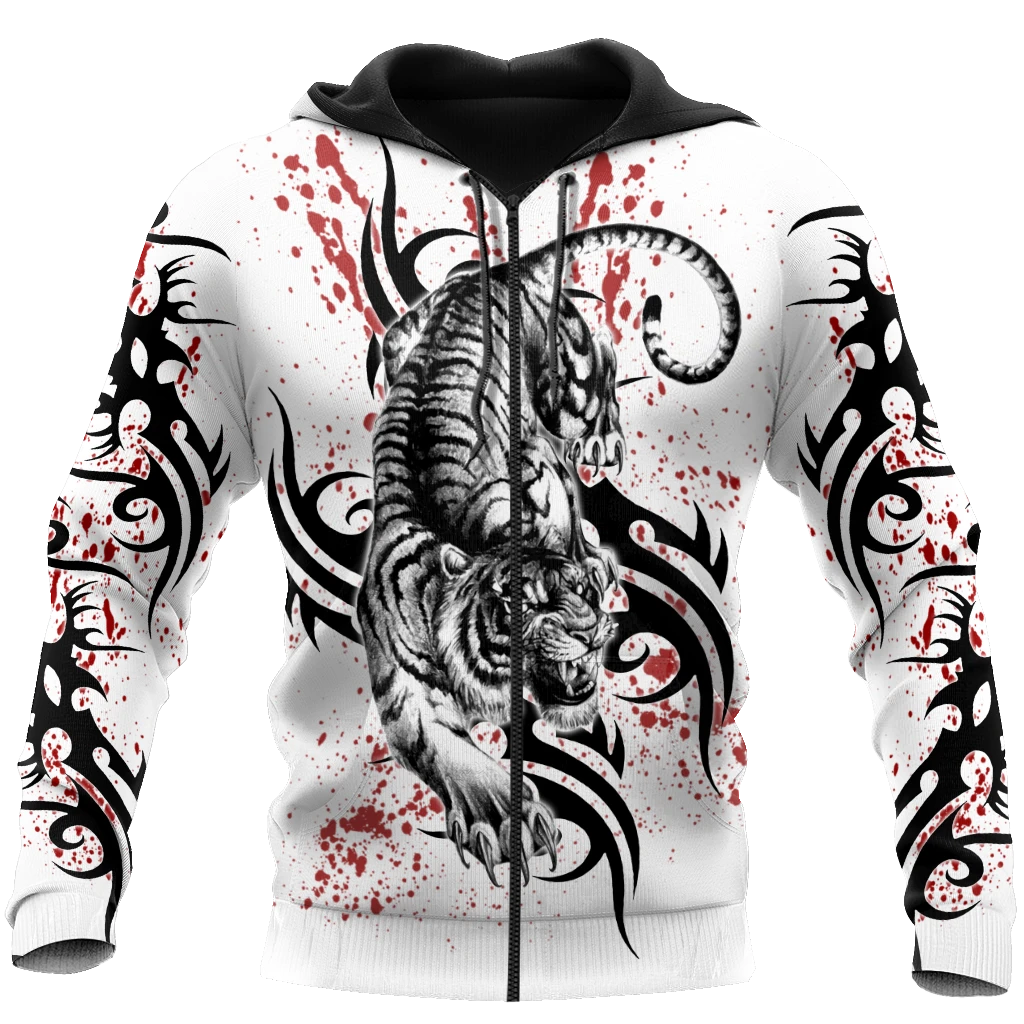 Awesome hoodie 3d all print White Tiger Tattoo for Men and Women, T-Shirt, Zip Hoodies, Sweatshirt NQ188