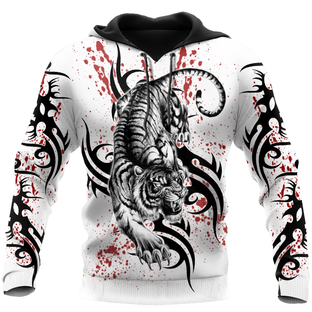 Awesome hoodie 3d all print White Tiger Tattoo for Men and Women, T-Shirt, Zip Hoodies, Sweatshirt NQ188