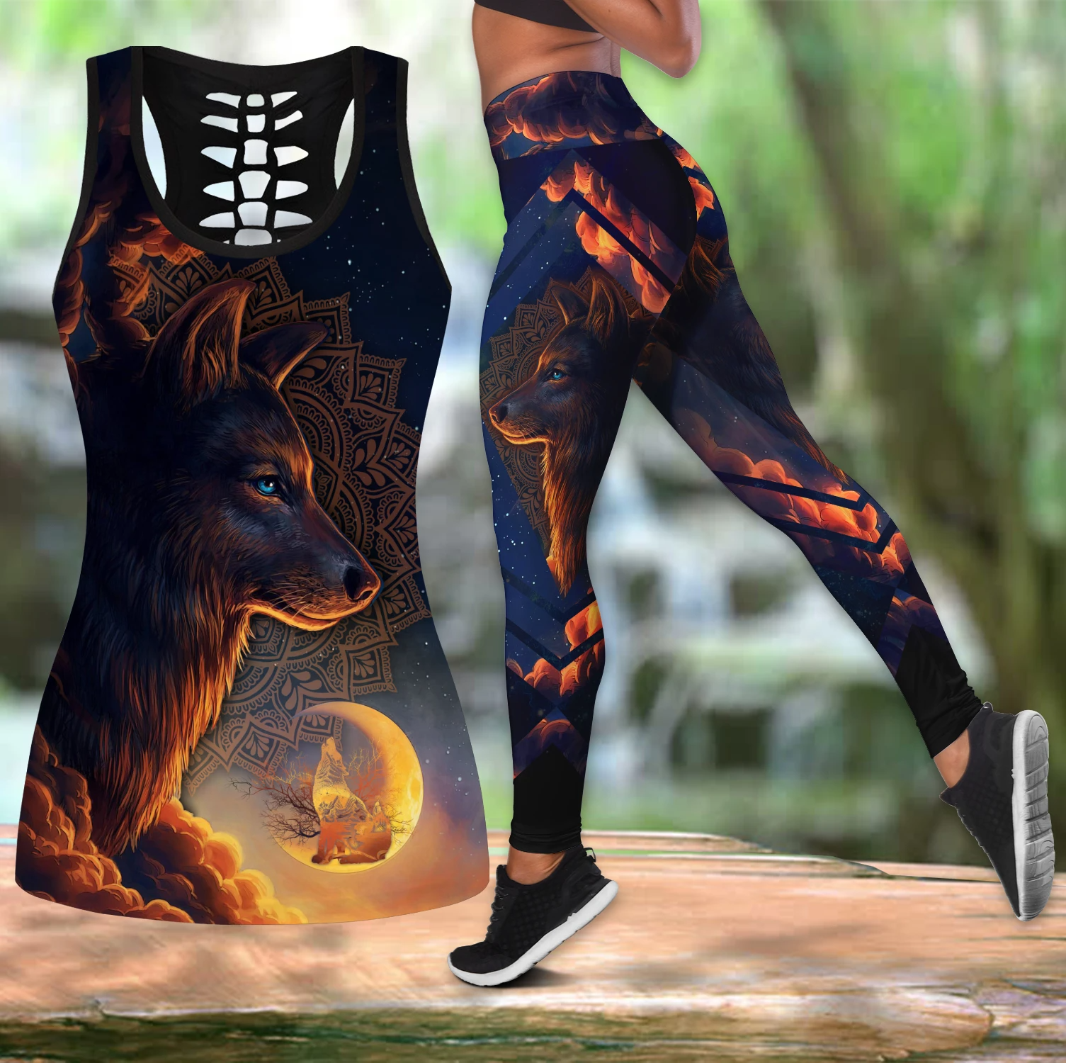 Awesome Hoodie 3D All Over Print Wolf Combo Tank + Legging NQLG006
