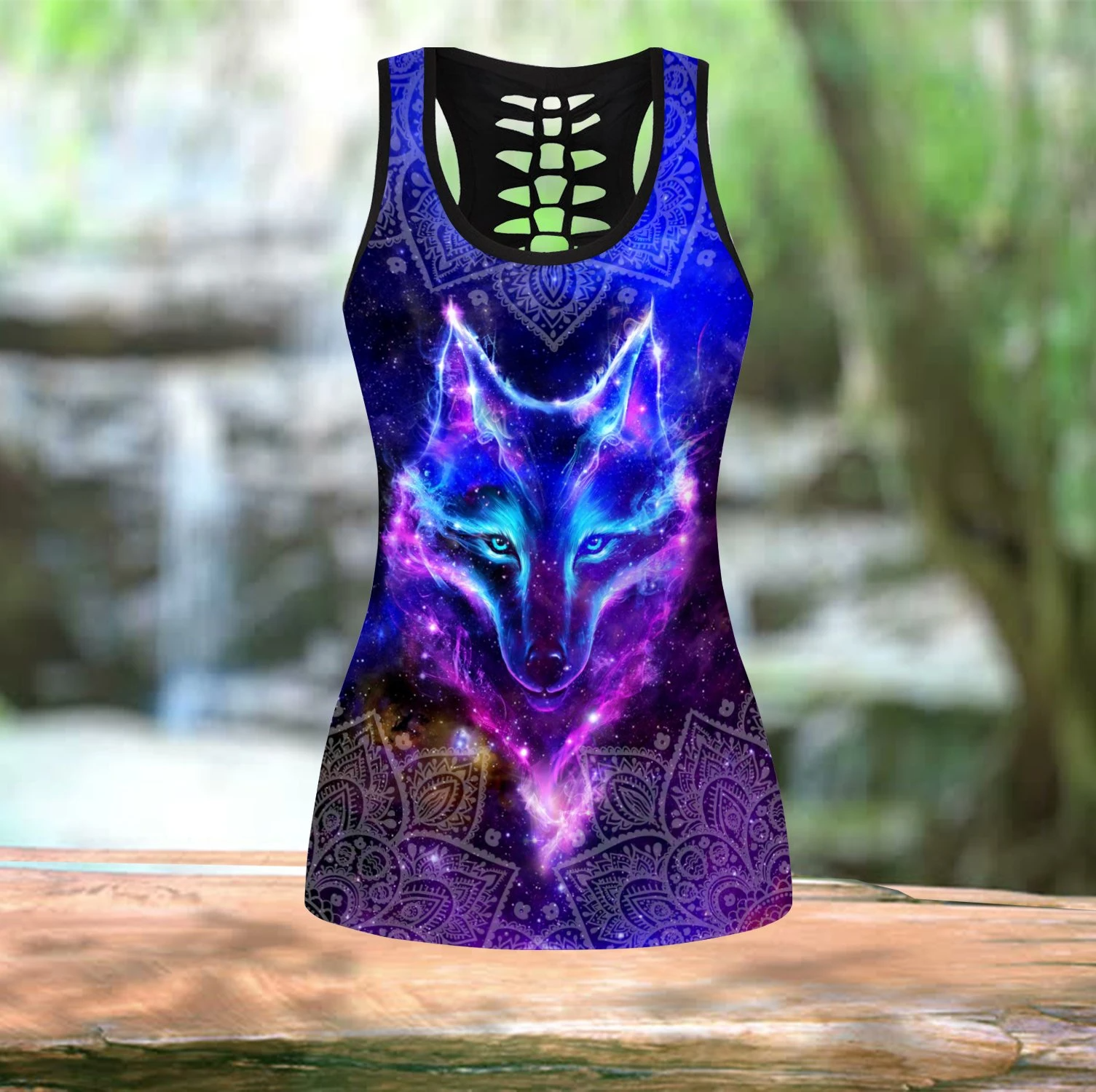 Awesome Hoodie 3D All Over Print Wolf purple Combo Tank + Legging NQLG005