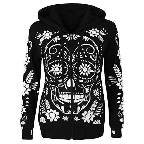 Awesome hoodie 3d all print Women Hoodies Zip Up Tops Fashion Skull Flowers Zip Hoodies NQ0015