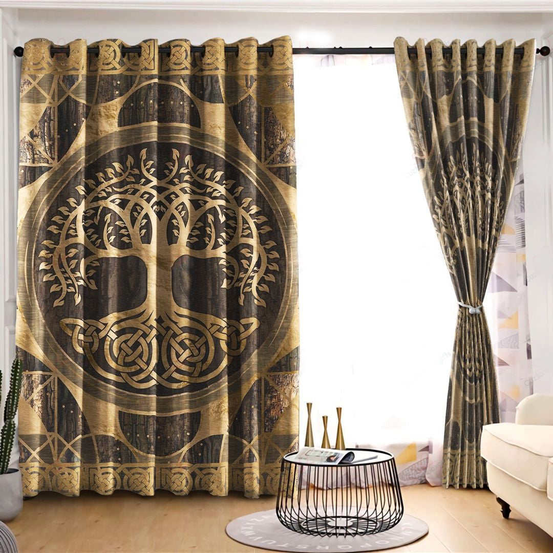 Awesome hoodied Yggdrasil Viking Tree Of Life Printed 3D Grommet Window Curtains NQC0041