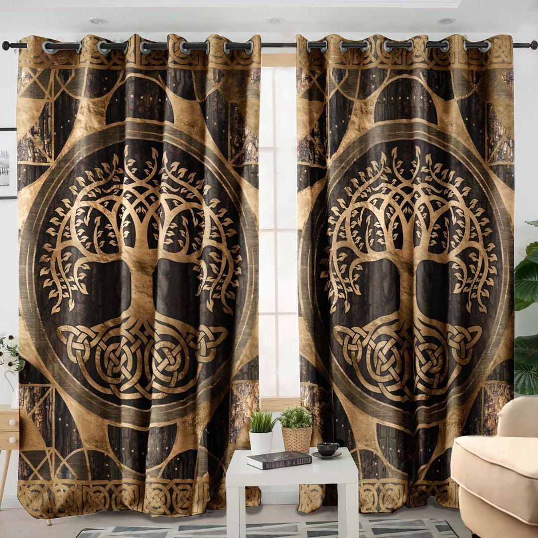 Awesome hoodied Yggdrasil Viking Tree Of Life Printed 3D Grommet Window Curtains NQC0041