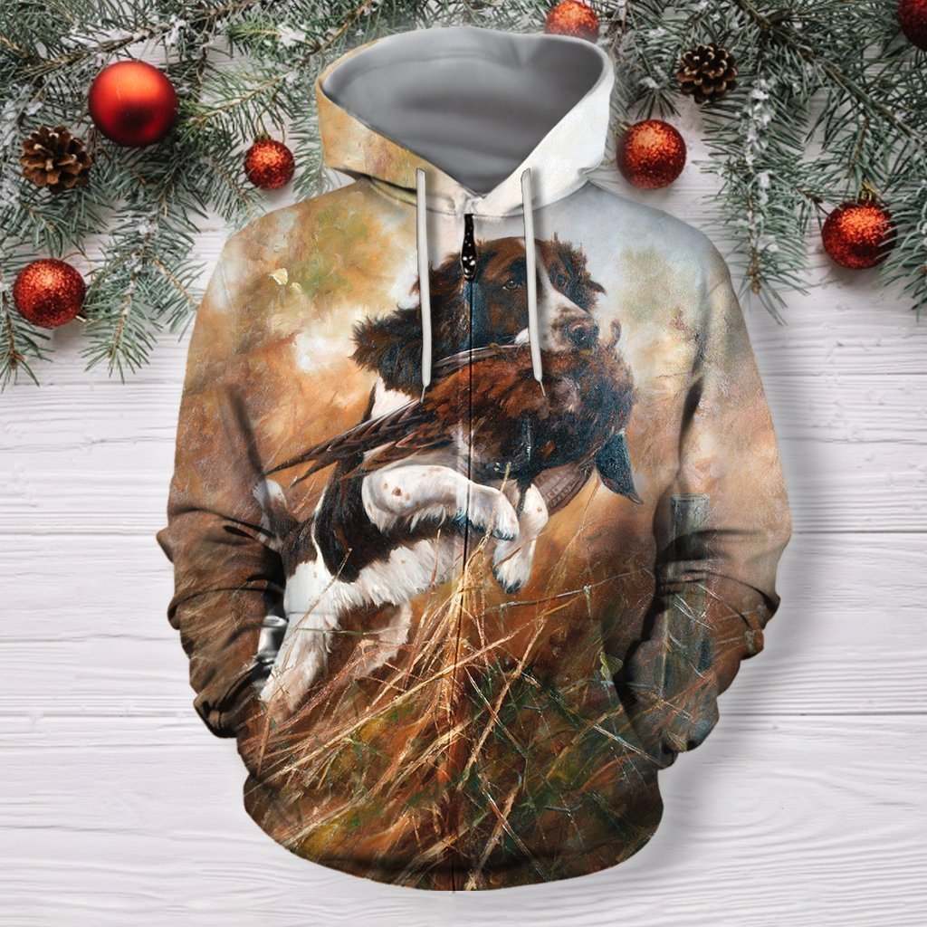 3D All Over Print Hunting Dog Pheasant Hoodie