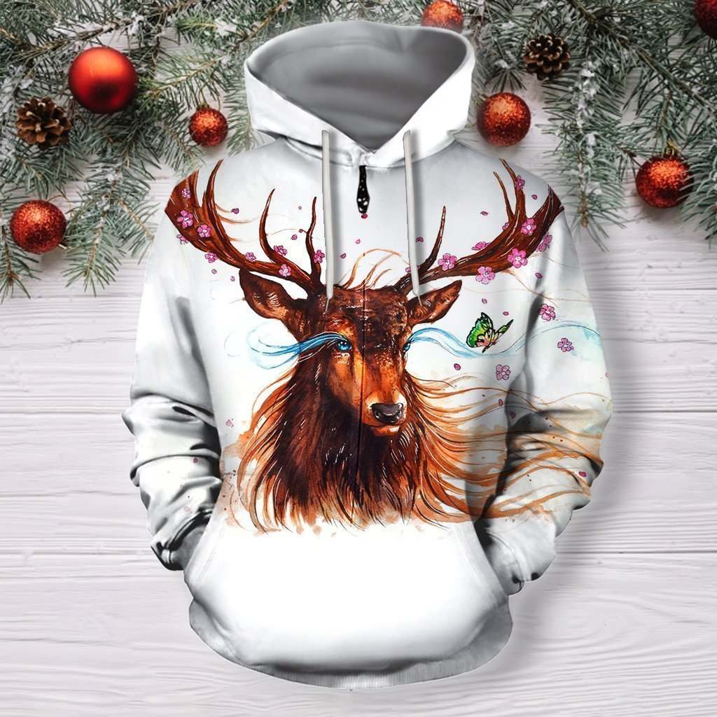 3D All Over Print Brown Art Deer Shirts