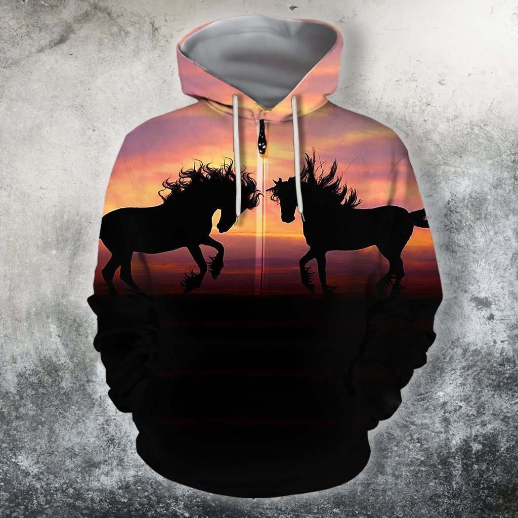 3D All Over Print Horse Silhouette Sunset Shirts