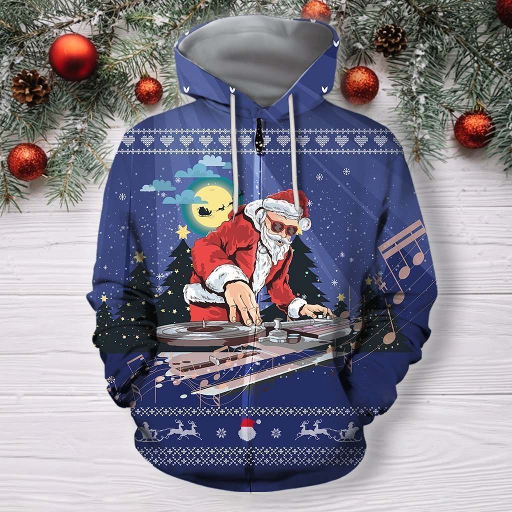 3D All Over Print Blue Santa Shirts
