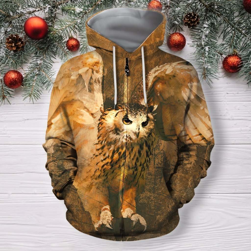 3D All Over Print Owl Flying Shirts
