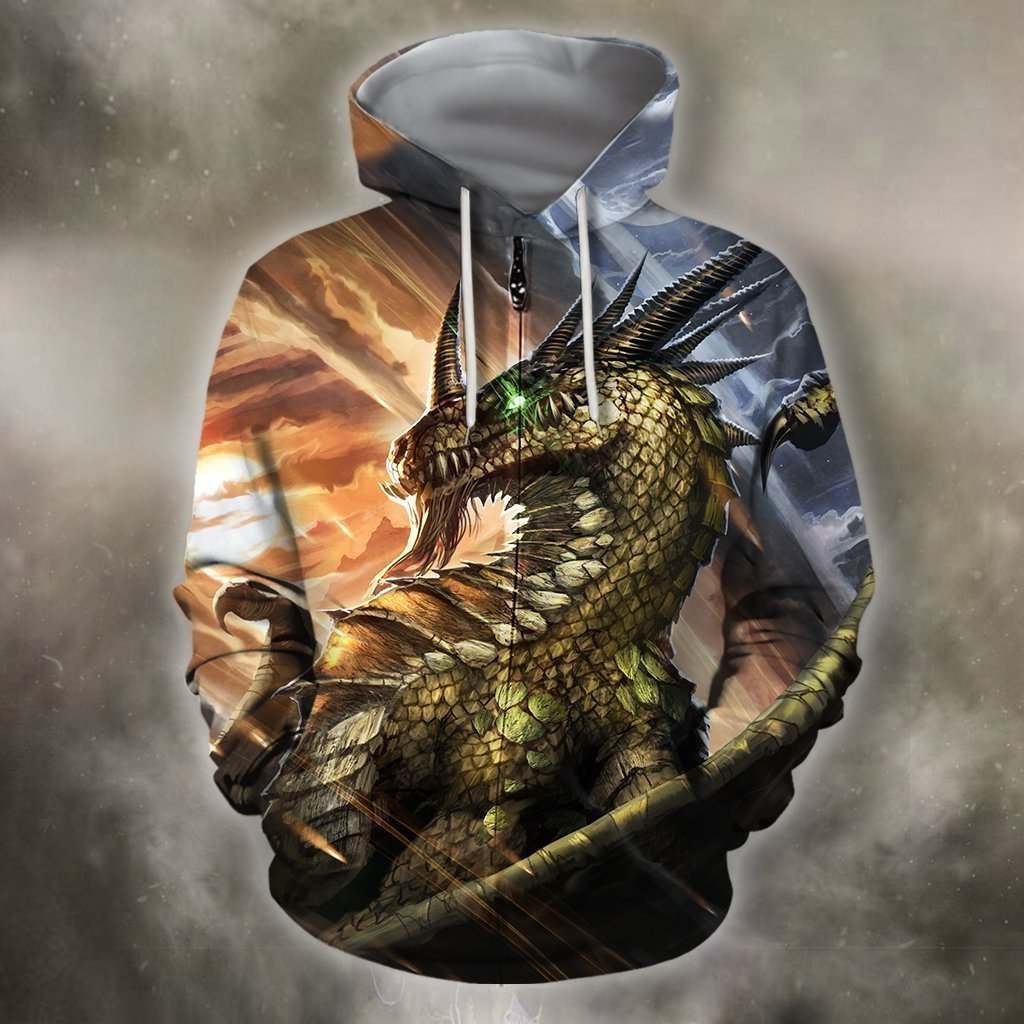 3D AOP Dragons Zip Hoodie