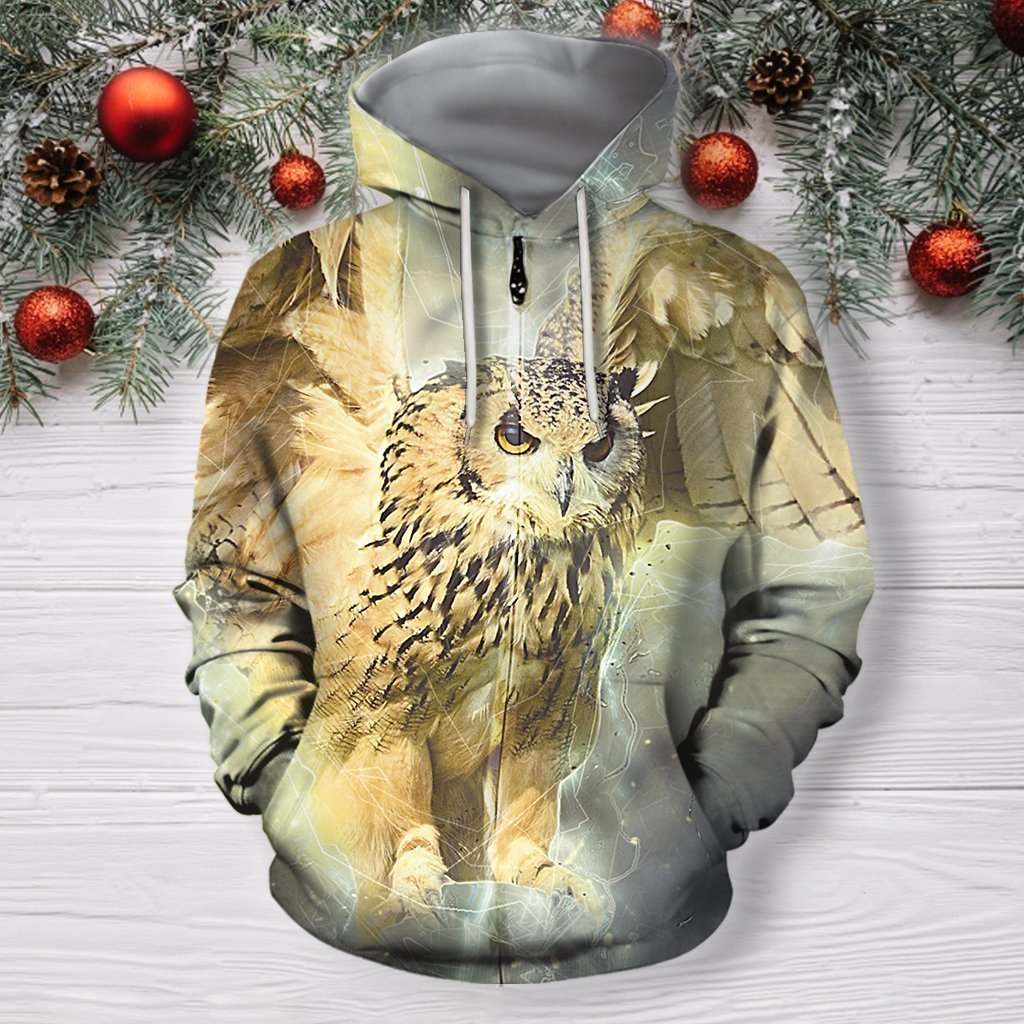 3D All Over Print Fly Owl Hunter Hoodie