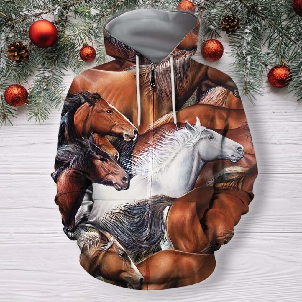 3D All Over Printing Horse Run Hoodie