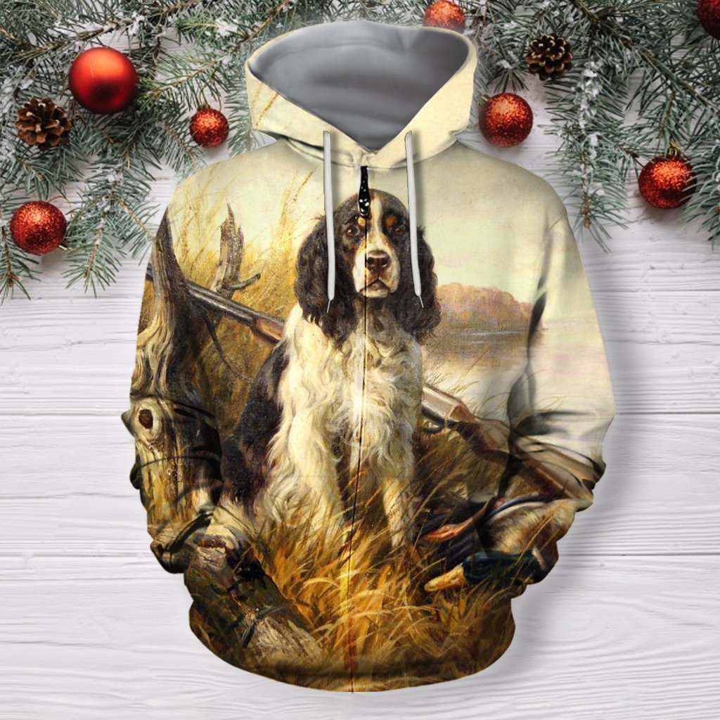 3D All Over Print Hunting Dog Duck Hoodie