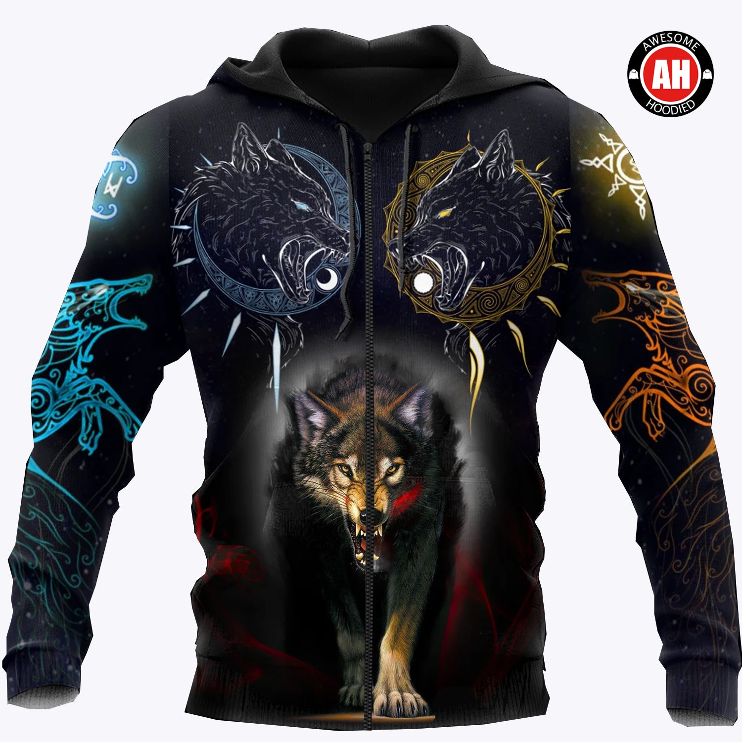 3D All Over Print Love Wolf for Men and Women, T-Shirt, Zip Hoodies, Sweatshirt HBC0068