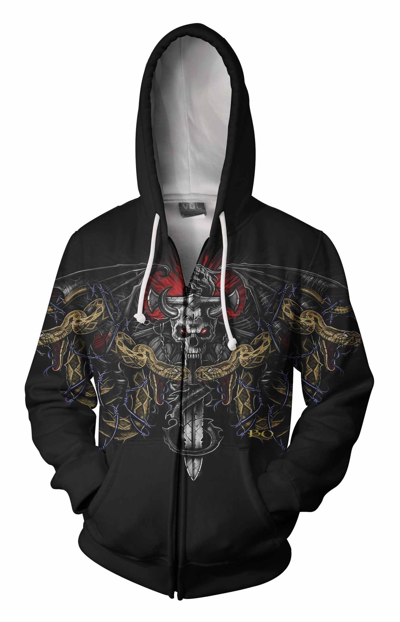 3D All Over Printing Black Skull Snake Sword Shirts