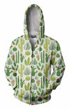 3D All Over Printing Green Cacti And Flower Hoodie
